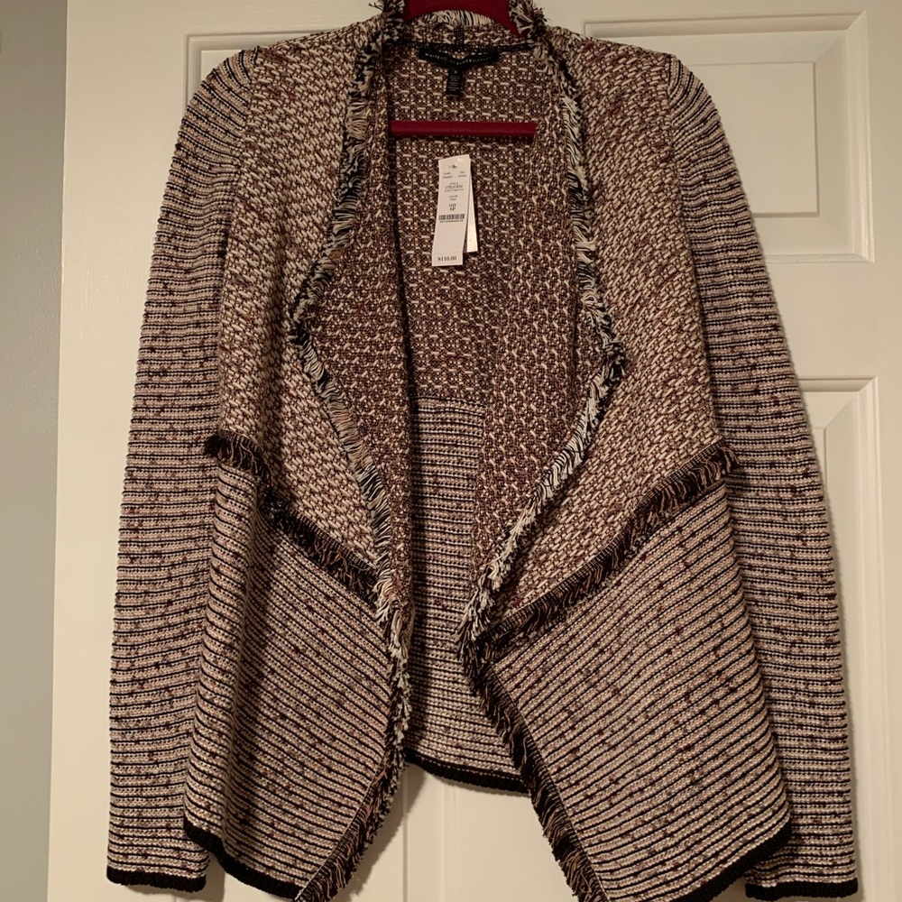 White House Black Market Fringe Sweater Jacket